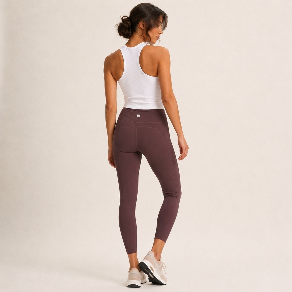 Vuori Stride Pocket Crop Leggings Sz M Brown - Picture 2 of 9